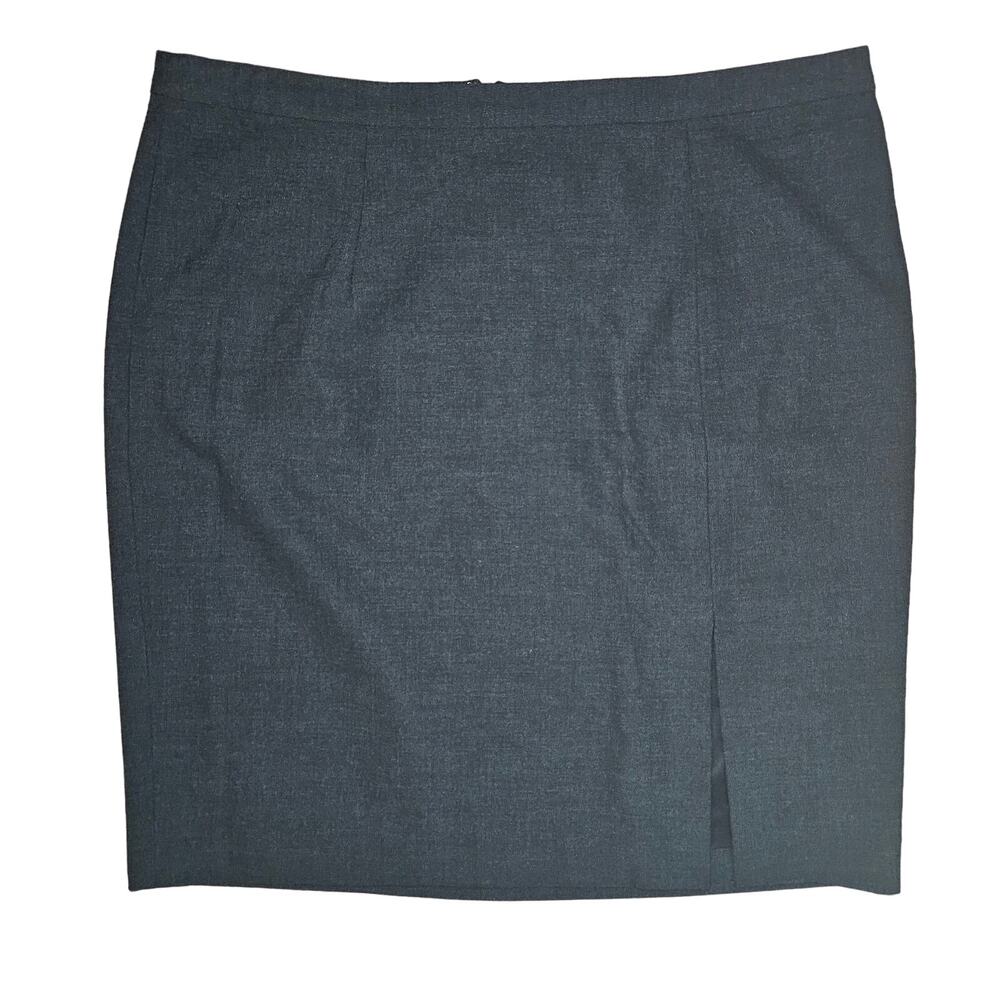 Michael Kors Women Charcoal Gray Straight Pencil Skirt Sz 8 Front Slit Zip Back